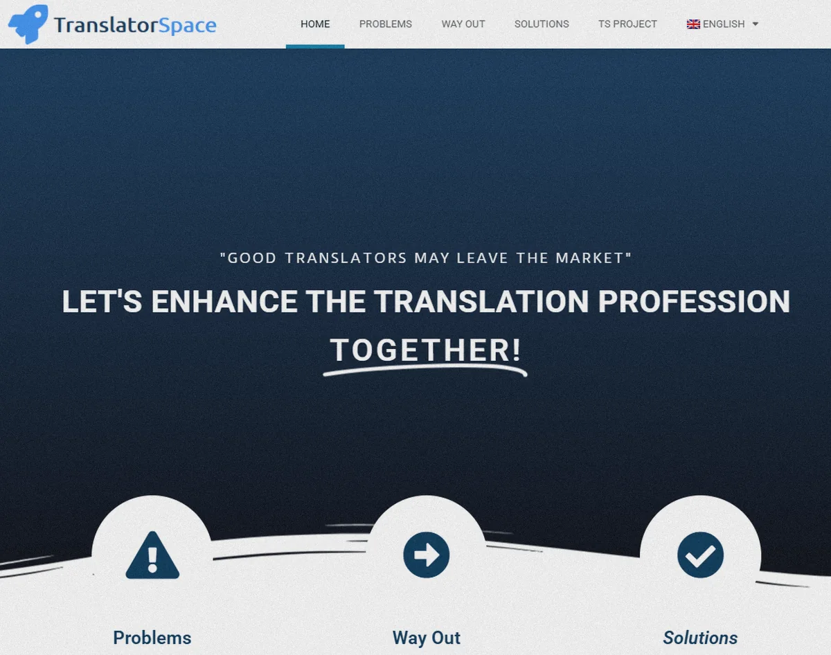 TranslatorSpace homepage, 2020